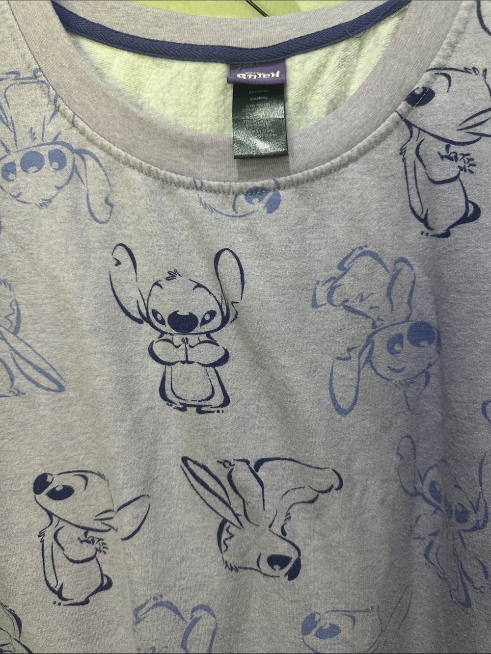 Disney Lavender & Navy Stitch Print Pajama Top